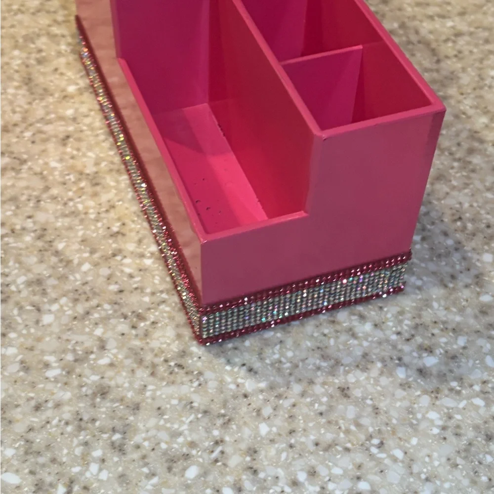 Pink Decorative Organizer with Rhinestone Trim!